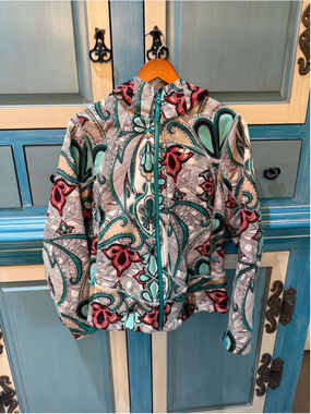 Women's Köppen S Beige & Teal Paisley Print Fleece Jacket